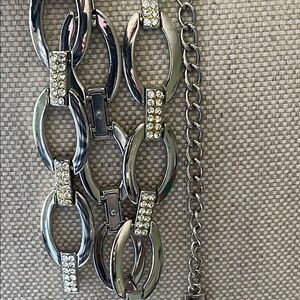 Chain Belt - Rhinestone Silver chain belt - adjustable length